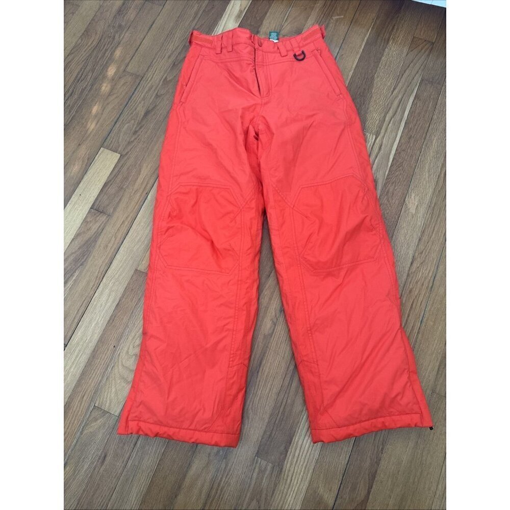 LL Bean Kids Snow Pants Orange Insulated Thinsulate Size 14